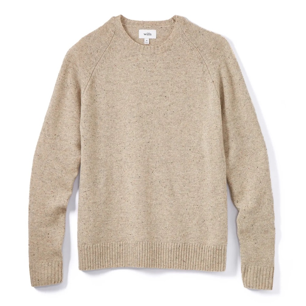 Men’s Wills Speckled 100% Merino Wool Crewneck Sweater - Oatmeal